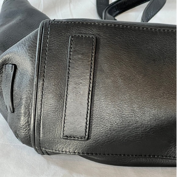 Cole Haan Black Leather Tote Bag Gold Ring Tassel Zipper Top Shoulder Bag - Picture 13 of 15